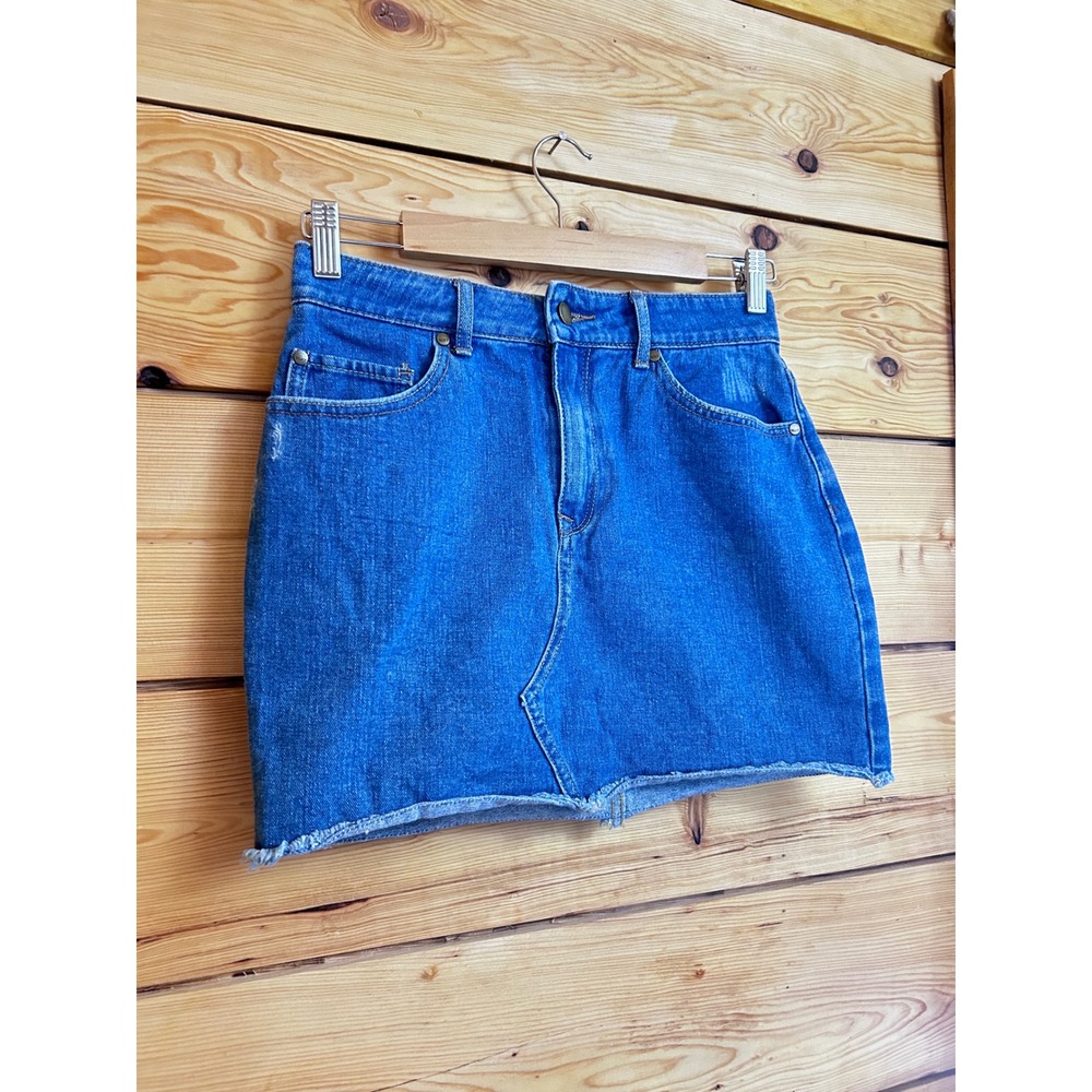 Roxy Womens Denim Mini Skirt Medium Wash Raw Hem Blue Size Small‎ S/P/CH - Picture 3 of 9